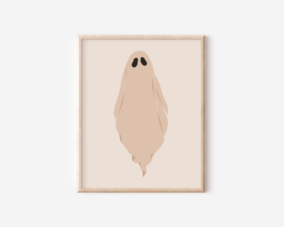 Minimalist Spooky Ghost Illustration Cute Spooky Wall Decor Modern Halloween Print Autumn Decor Ghostly Art Print Instant