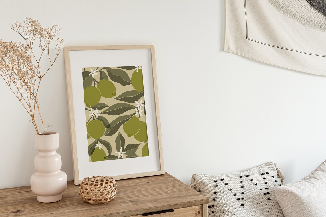 Limes Abstract Botanical Art Print, Boho Kitchen - Image 2