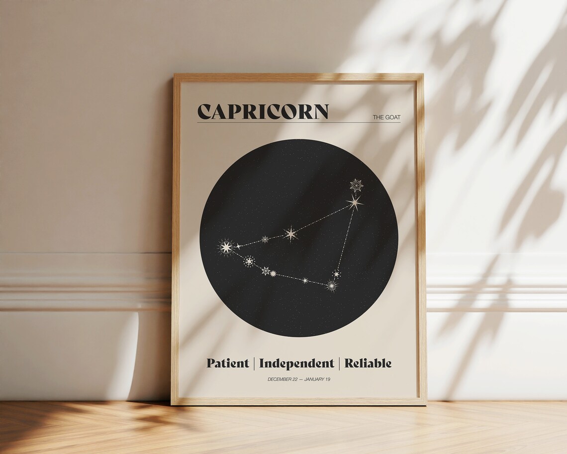 Capricorn Star Constellation Art Print, Neutral Decor