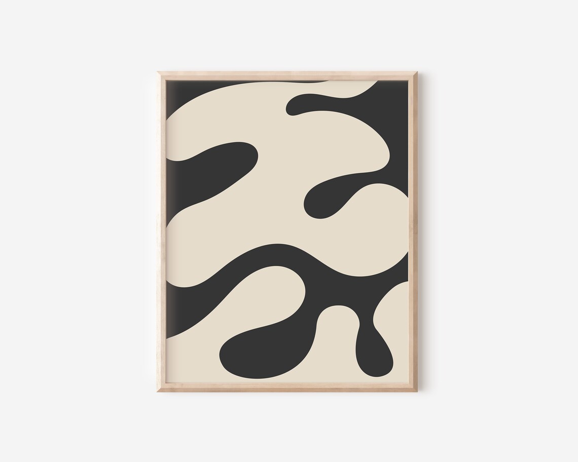 Japandi Beige And Black Modern Abstract Art Print