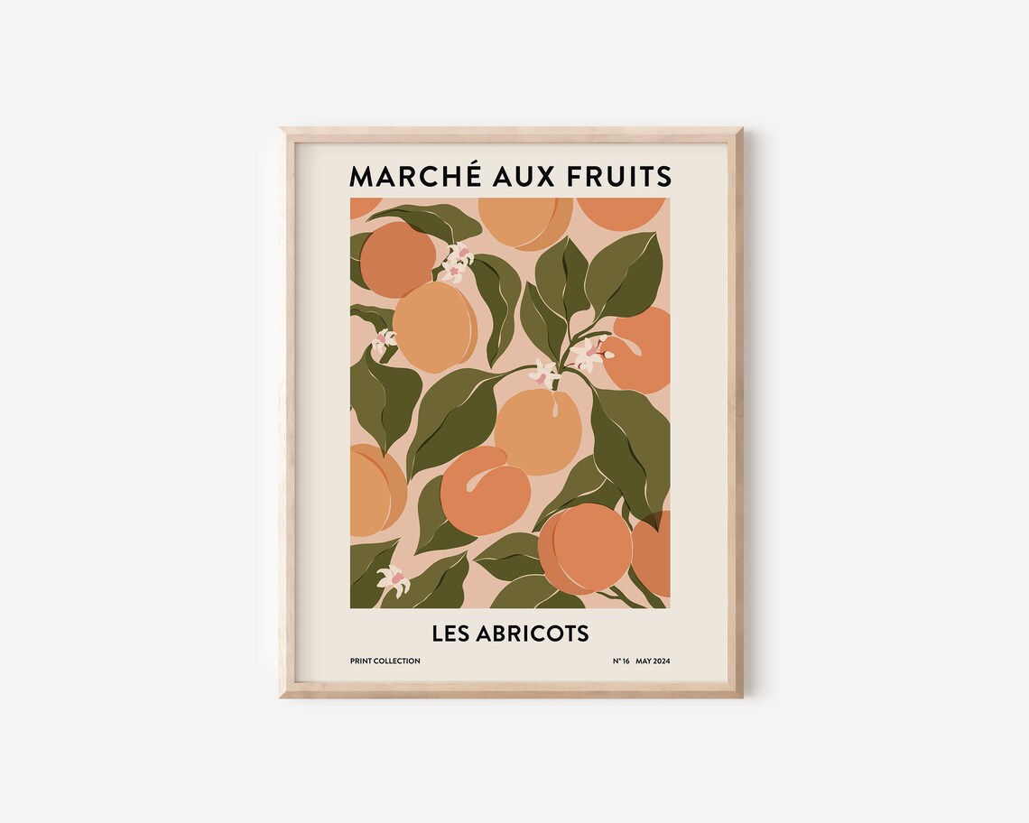 Apricots Art Print, Fruit Market Kitchen Art - Image 2