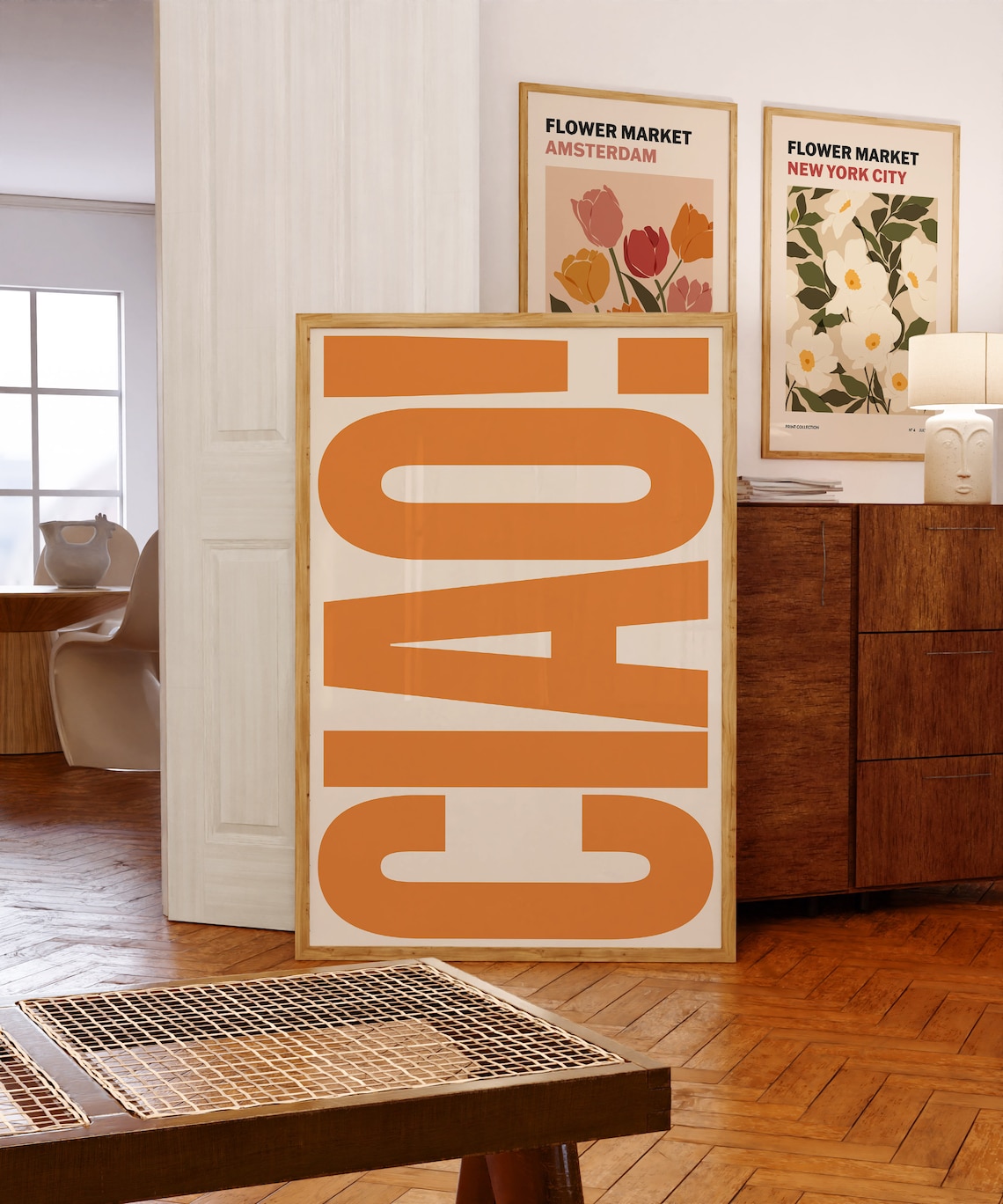 Ciao Typography Orange Wall Art Print