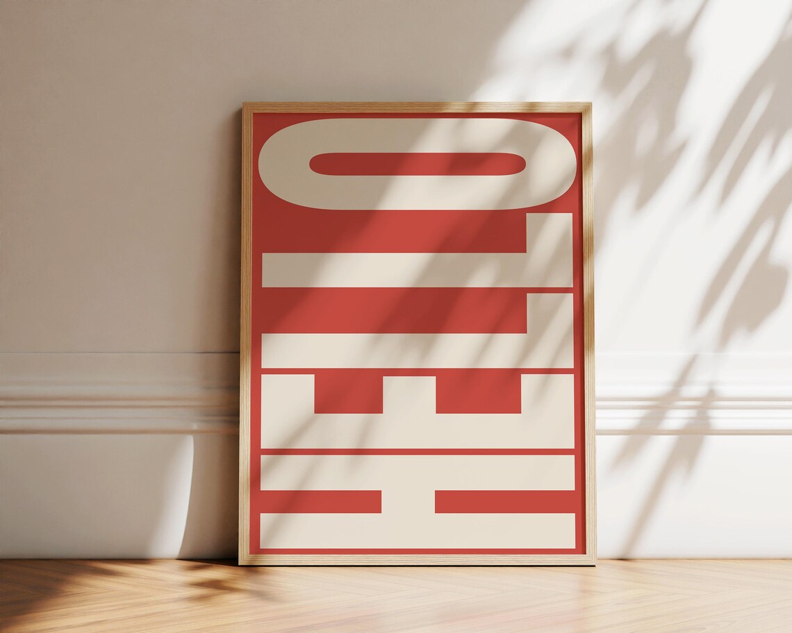Hello Bold Retro Greeting Typography Warm Terracotta Wall Poster