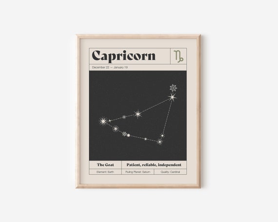 Capricorn Star Constellation, Neutral Astrology Poster