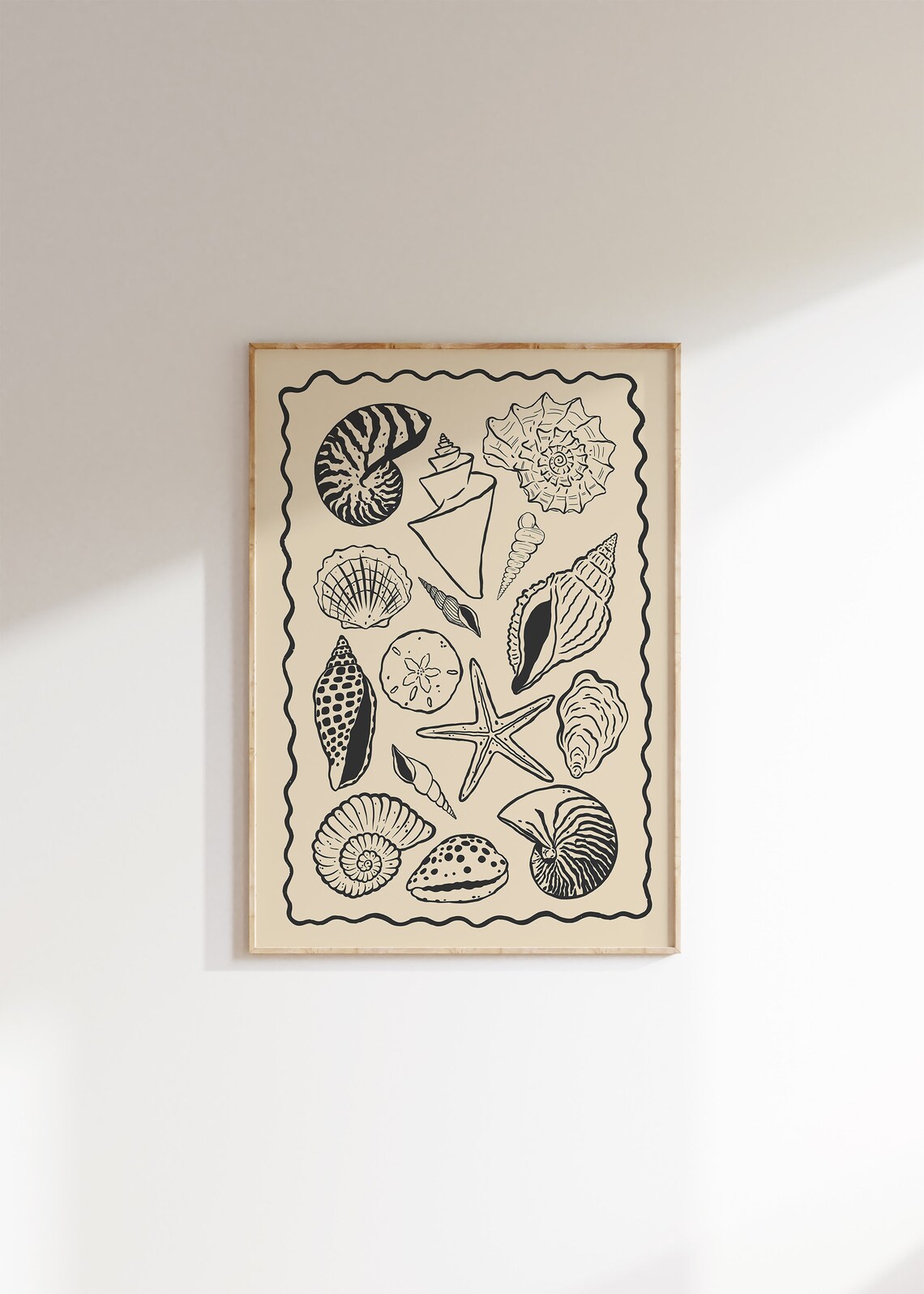 Seashells Line Art Print, Boho Coastal Beach Art - Image 2