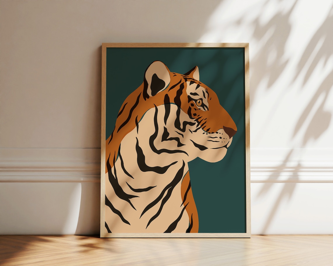 Tiger Jungle Wall Art, Modern Boho Art Print