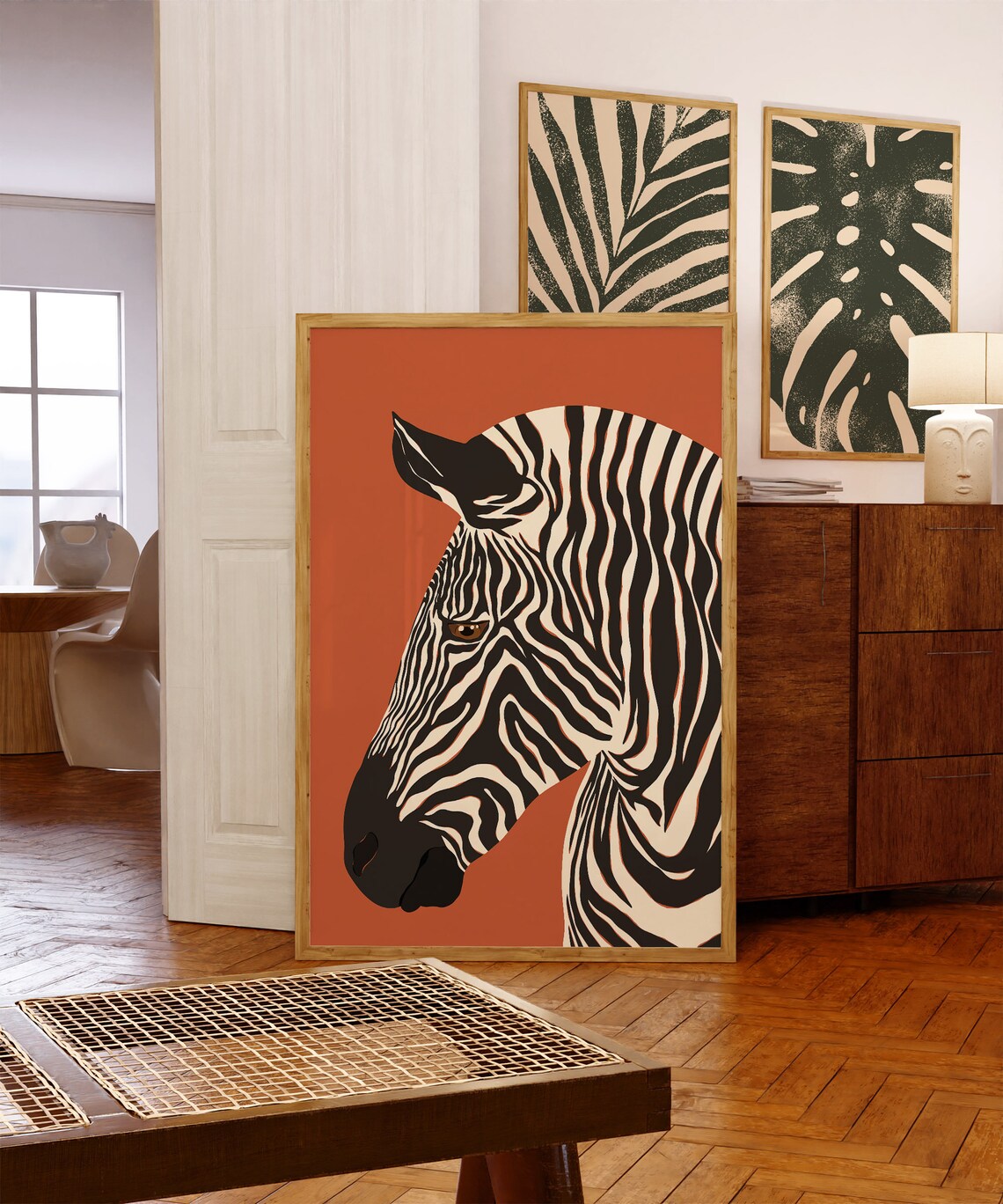 Modern Boho Zebra Poster, Jungle Safari Artwork