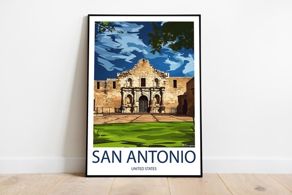 San Antonio Texas Alamo Mission Historic Landmark Travel Poster
