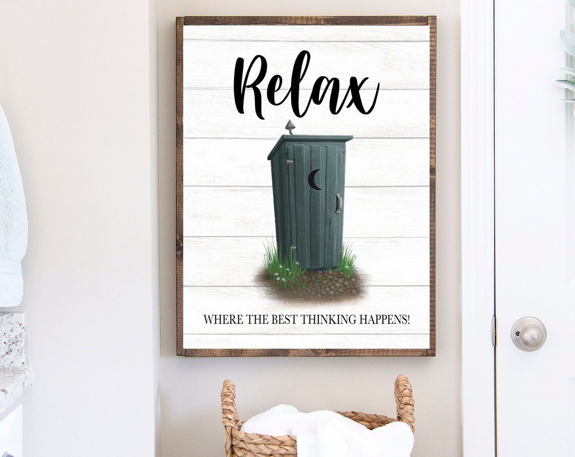 Where The Best Thinking Happens Outhouse Art Print