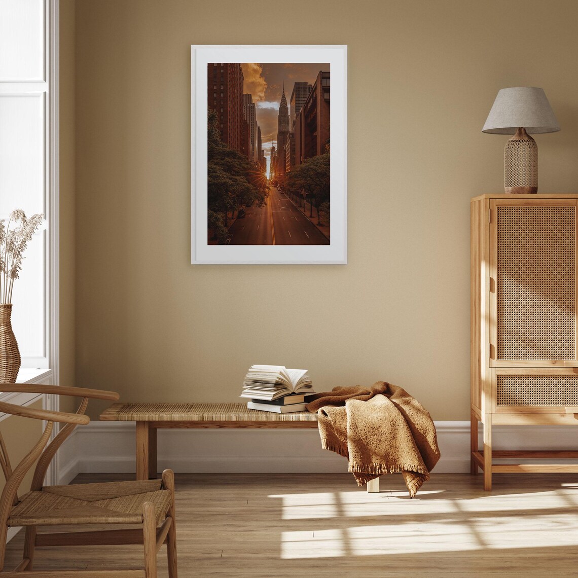 Manhattan Chrysler Building Sunset Street Canyon Golden Hour Poster - Image 2