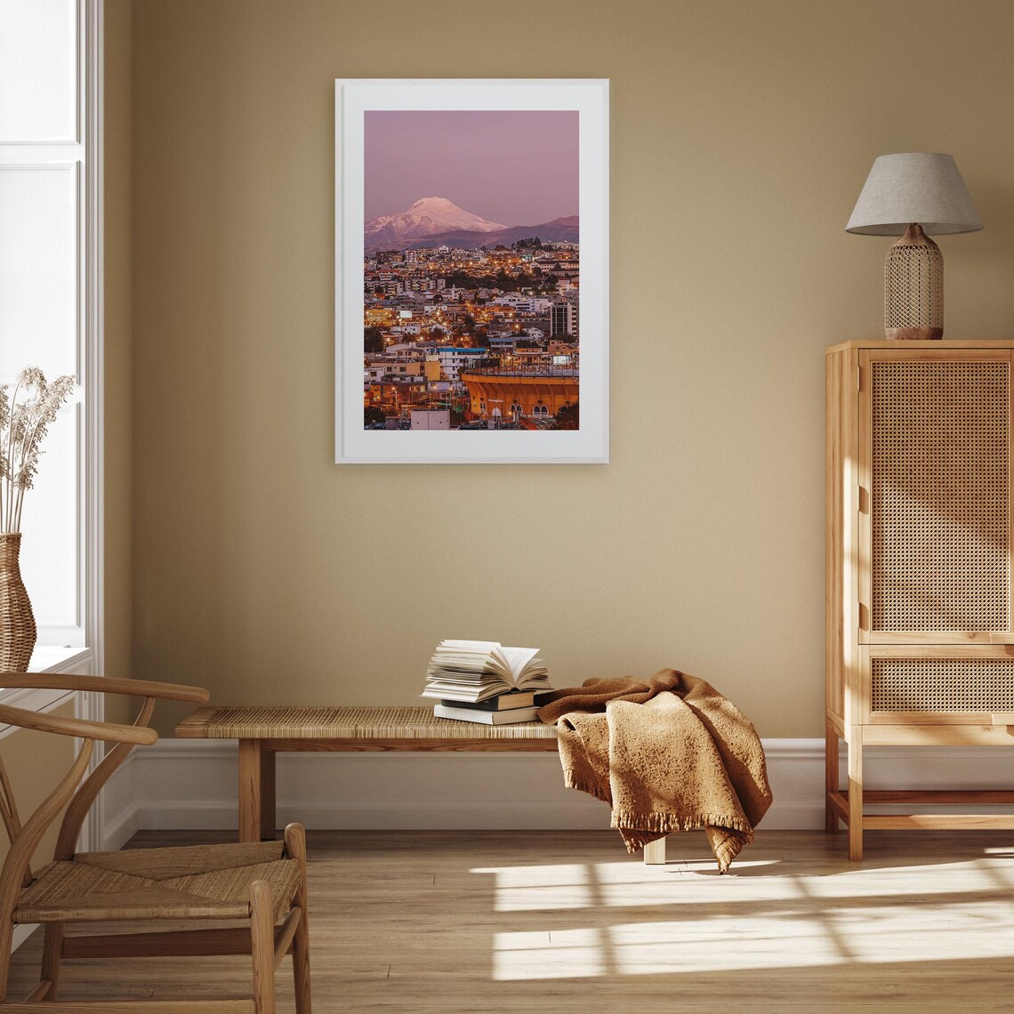 Ecuador Andean City Snow Capped Volcano Dusk Skyline Glow Poster - Image 2