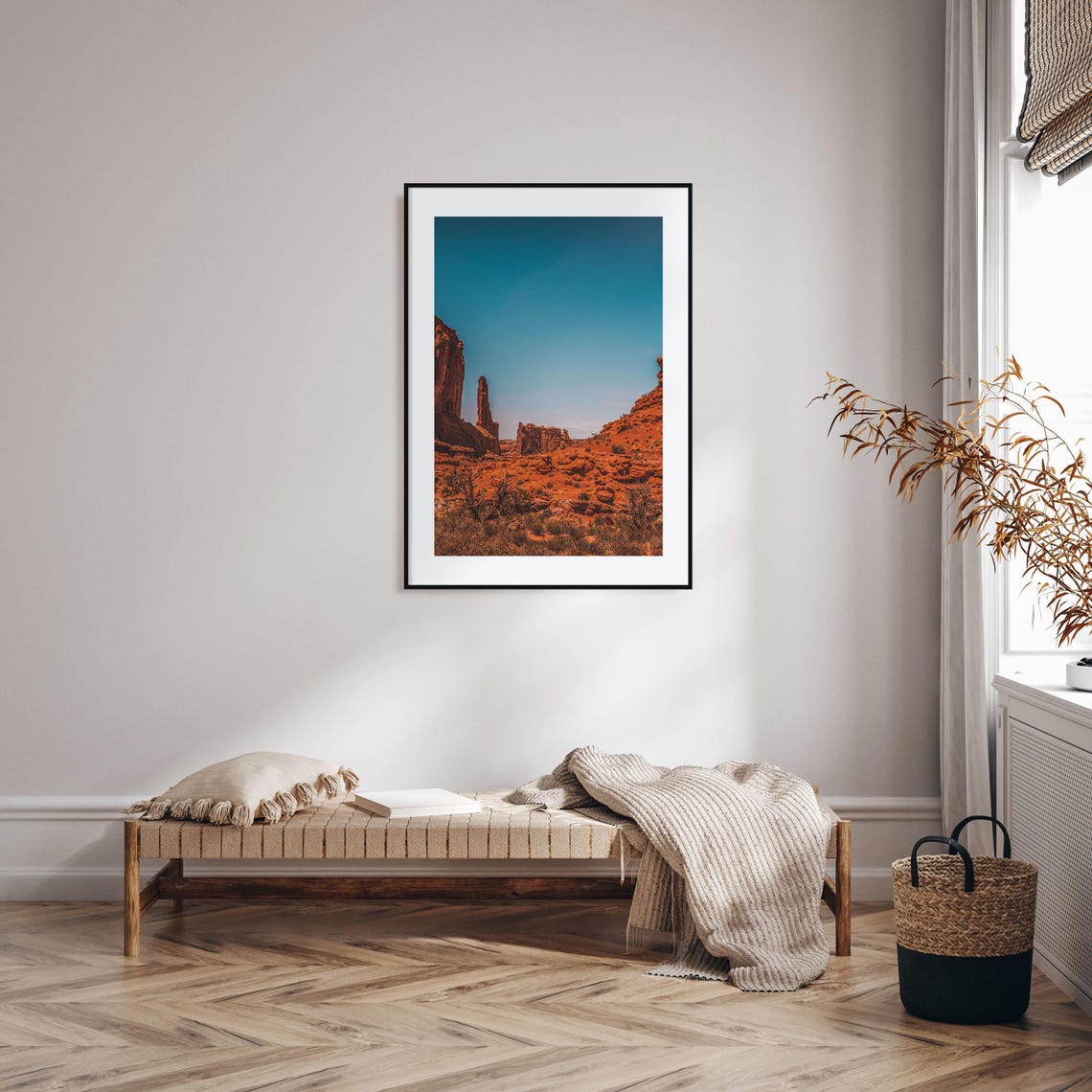Moab Utah Red Rock Desert Tower Canyon Vivid Blue Sky Poster - Image 2