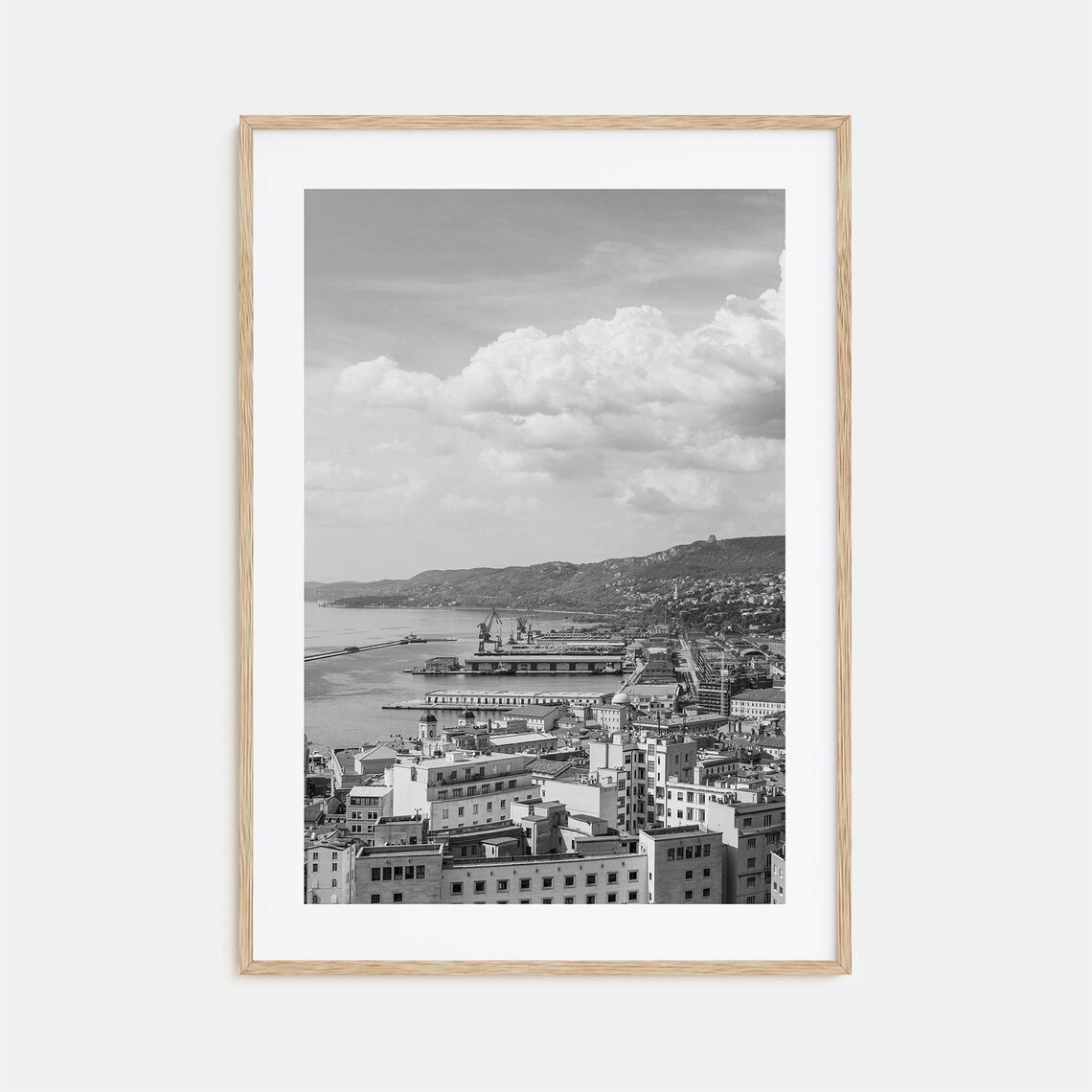 Trieste Black and White Travel Poster, Wall Art