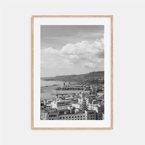 Trieste Black and White Travel Poster, Wall Art