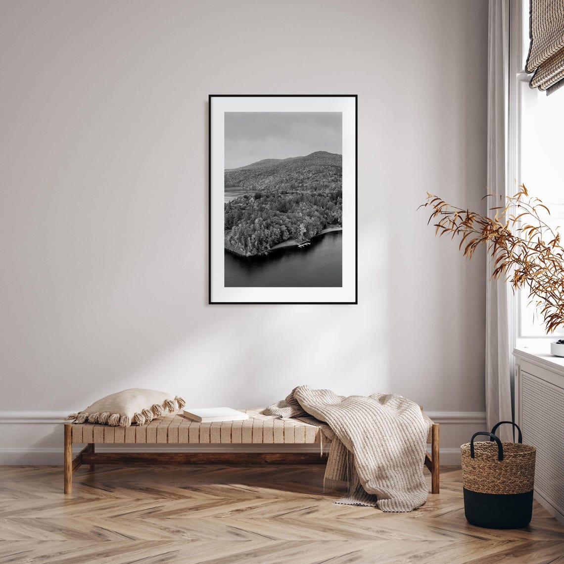 Vermont Green Mountains Lake Black And White Forest Landscape Poster - Image 2