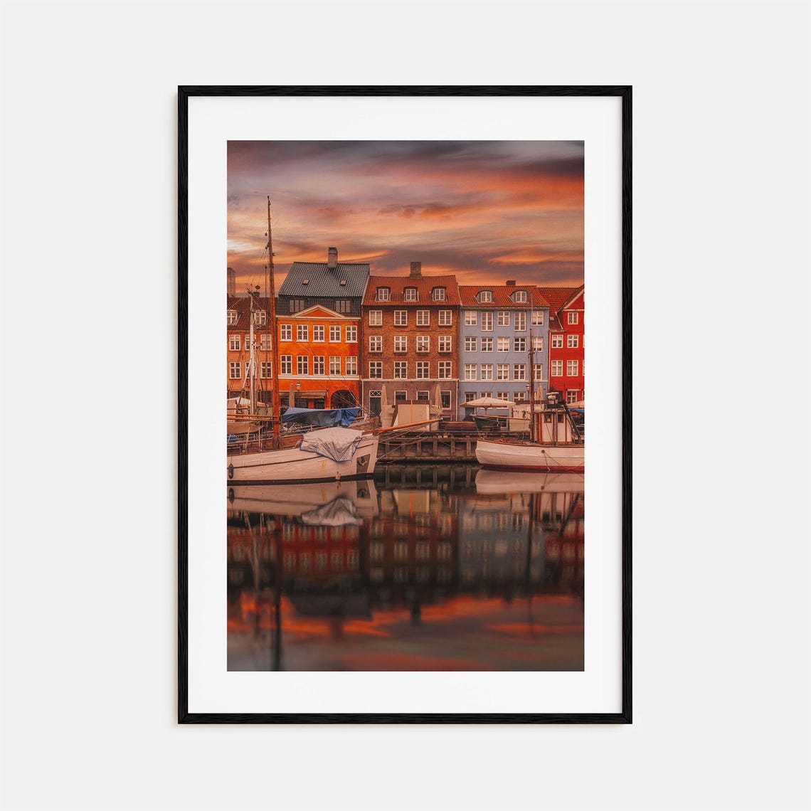 Copenhagen Nyhavn Colorful Harbor Houses Sunset Reflection Poster