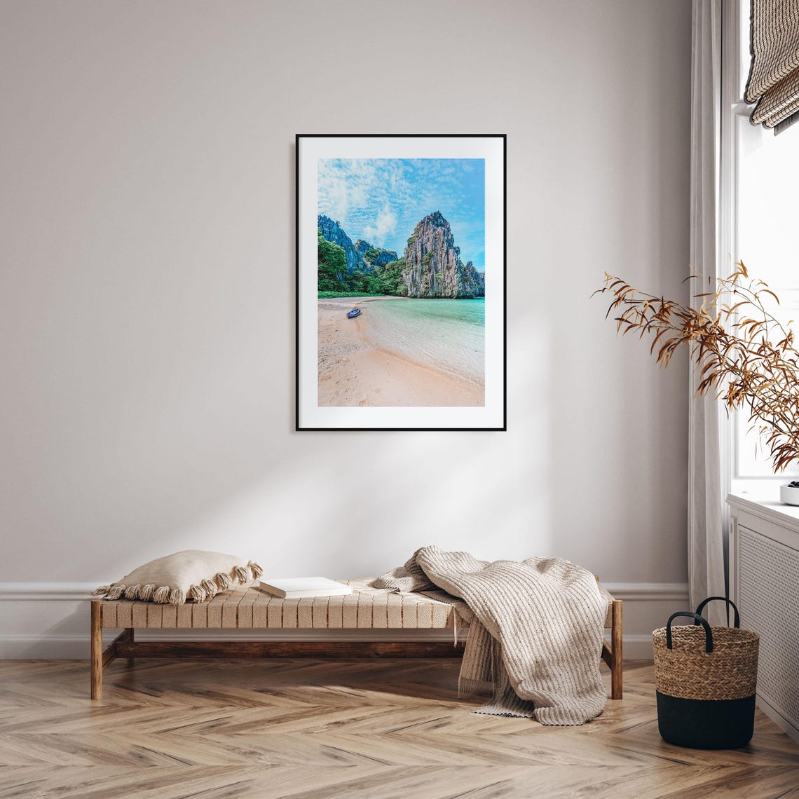 El Nido Philippines Limestone Cliffs Turquoise Beach Boat Photo Poster - Image 2