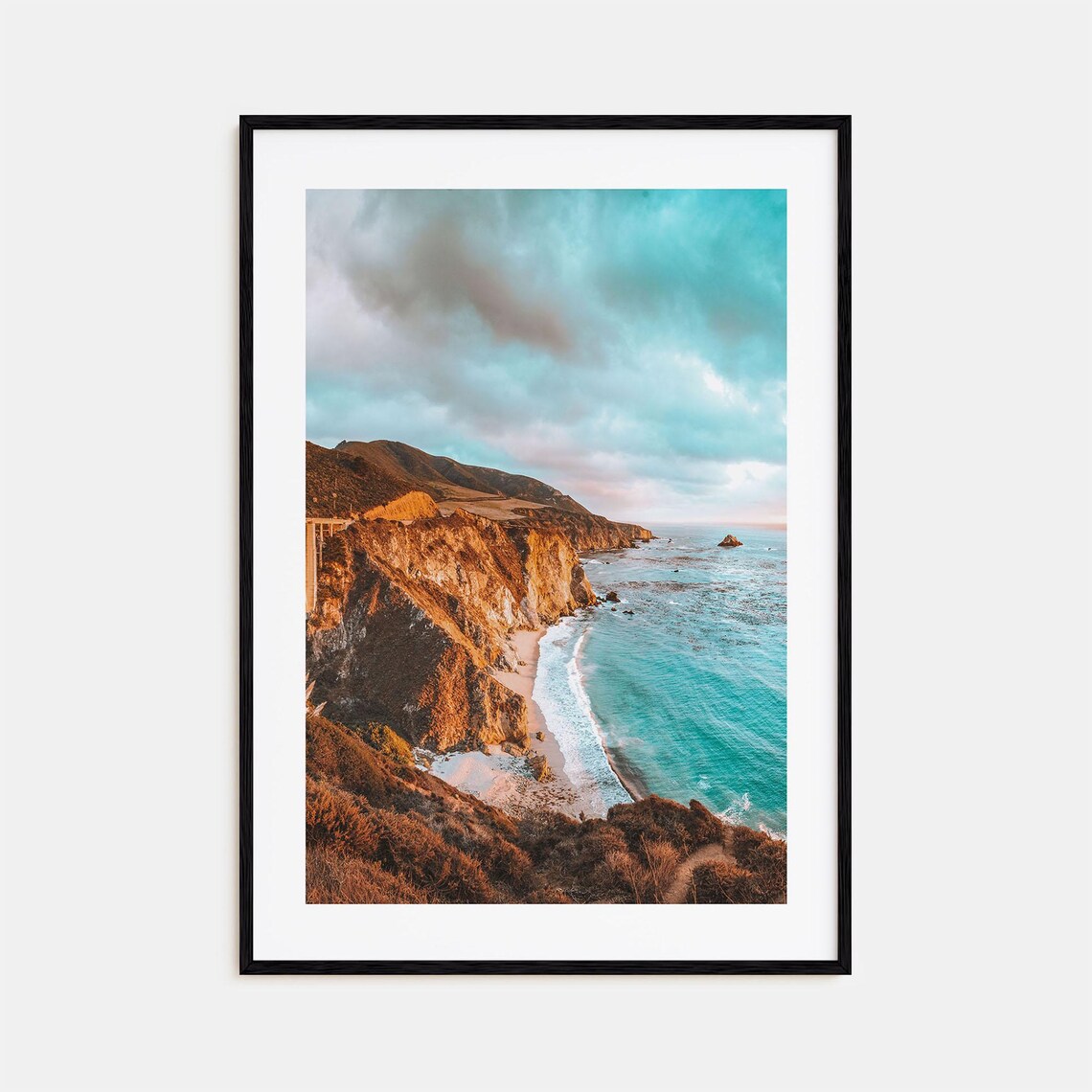 Pacific Coast Highway Travel Poster, Colorful Photo Art