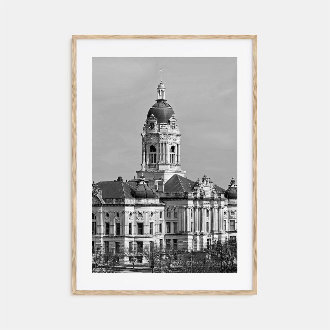Ornate Domed Historic Building With Cupola Black White Poster