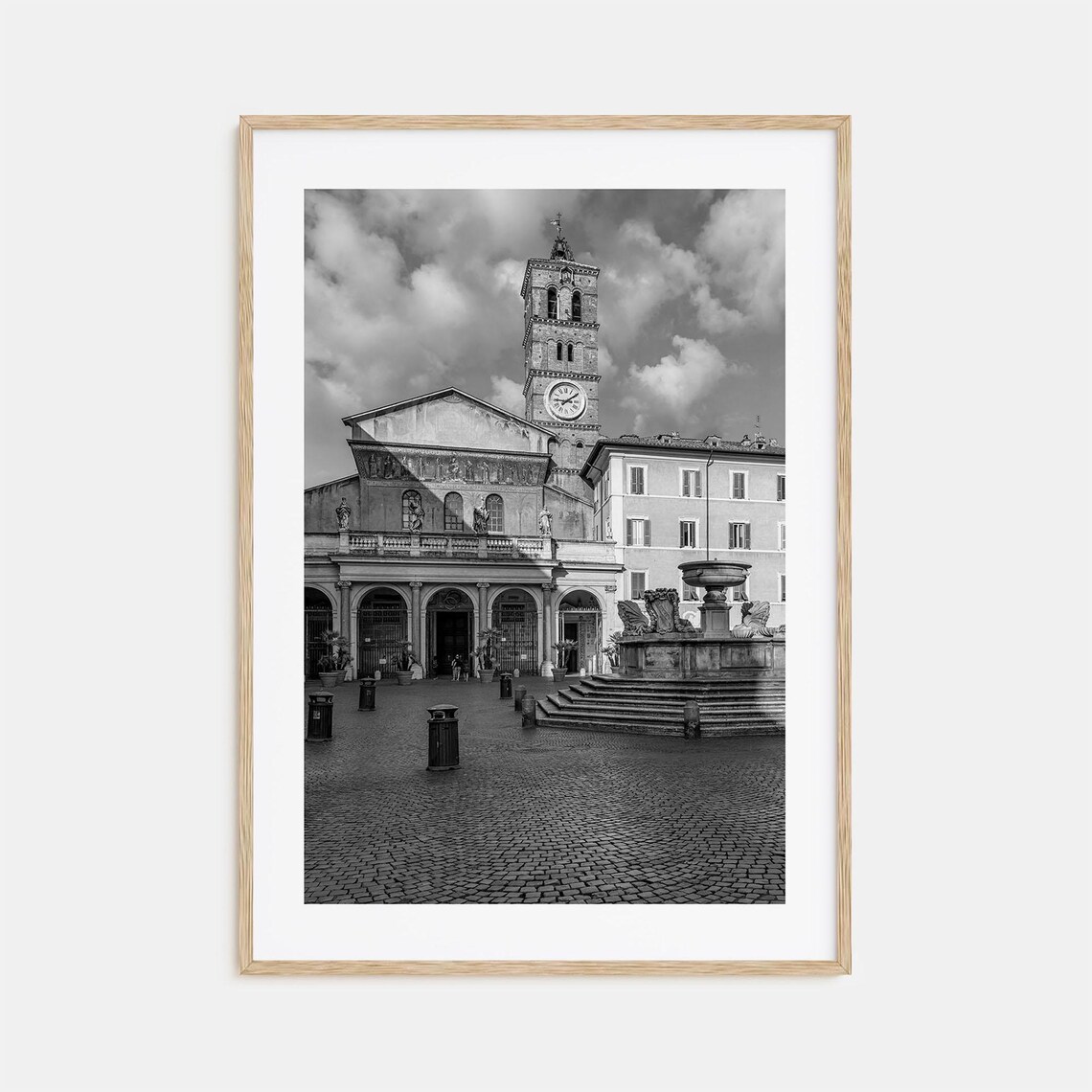Trastevere Black and White Travel Poster Print