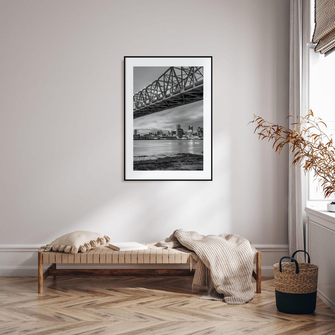 New Orleans Crescent City Connection Bridge Skyline River Scene Poster - Image 2