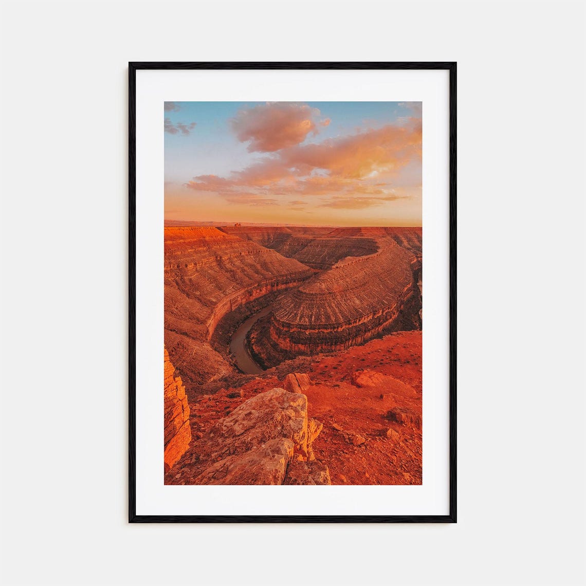San Juan Canyon Sunset Overlook Red Rock River Bend View Poster