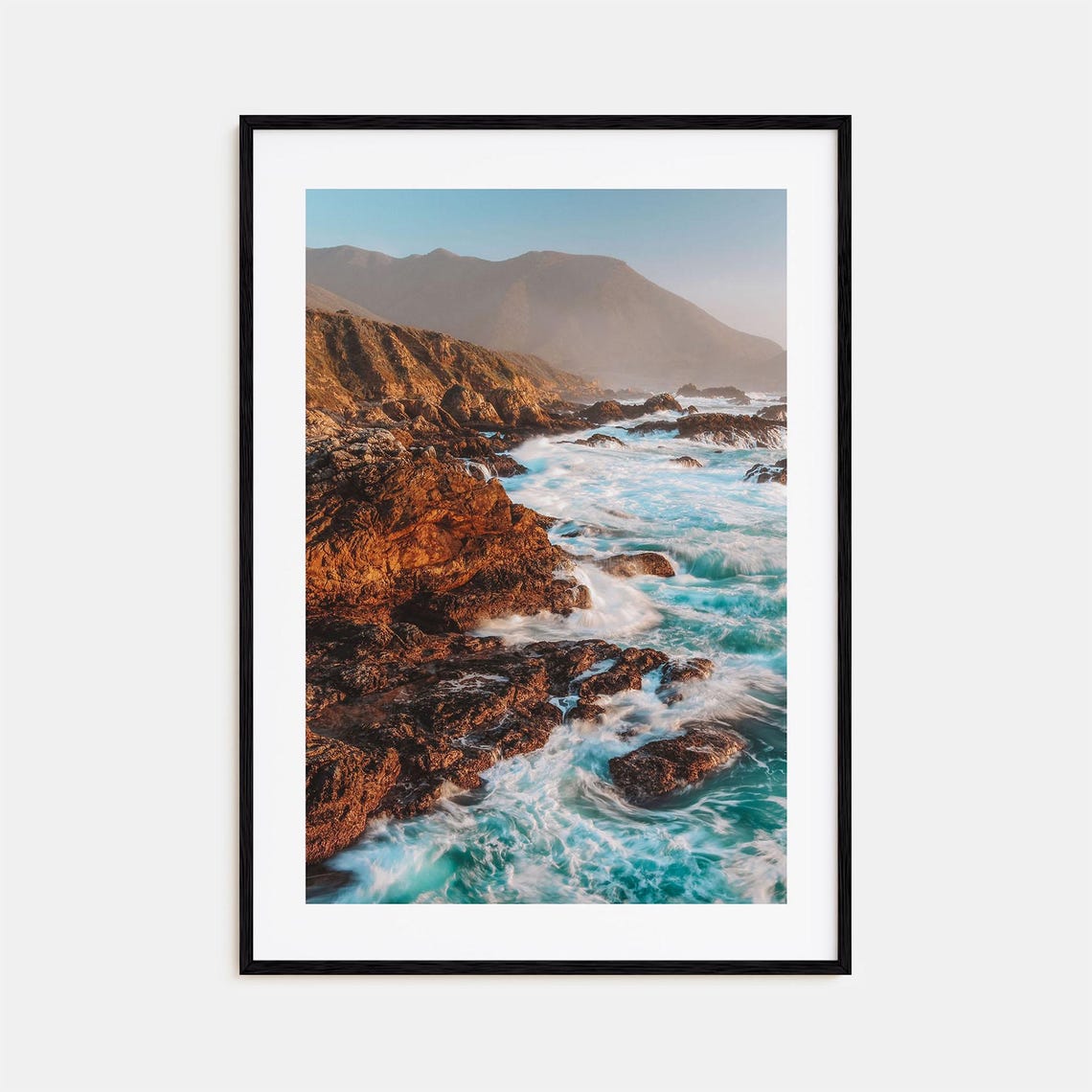 Rugged Rocky Coastline With Crashing Ocean Waves Photography Poster