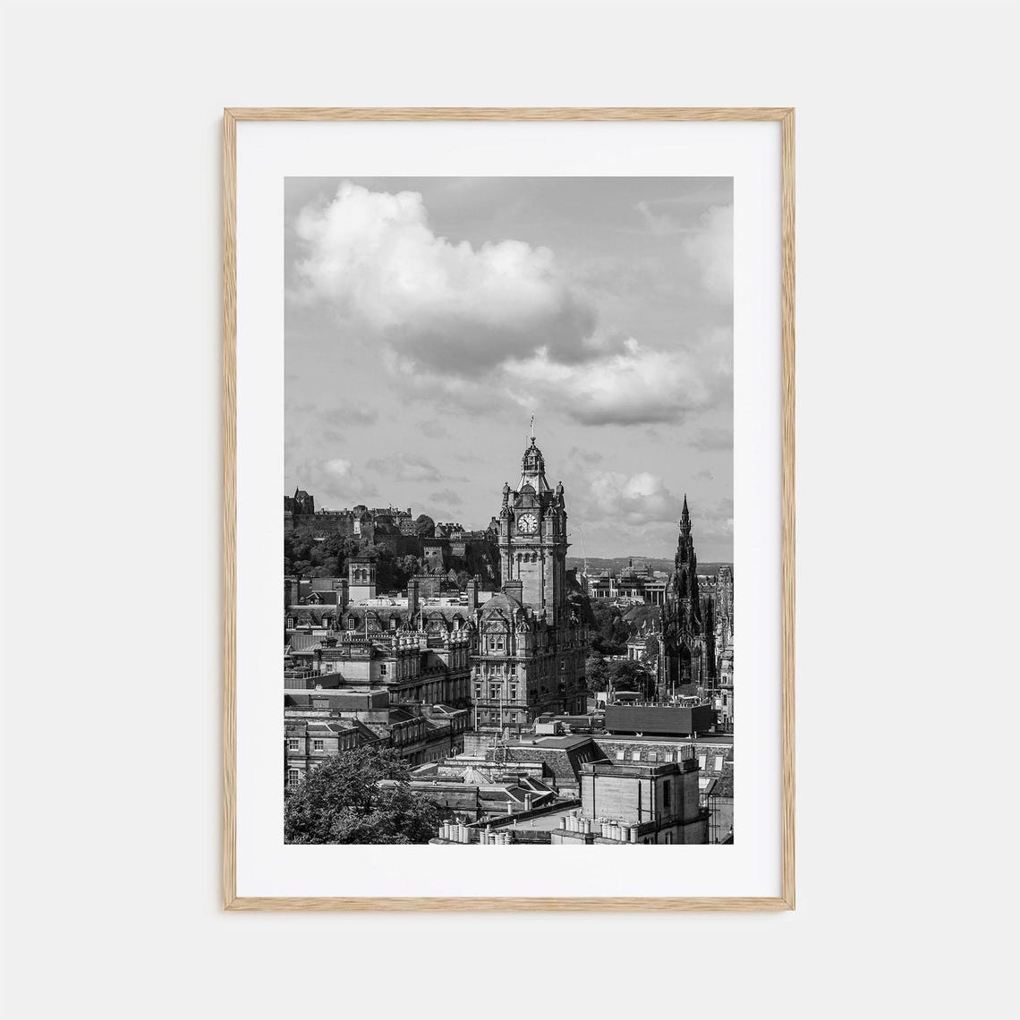 Edinburgh Castle Clock Tower Old Town Skyline Scotland Poster