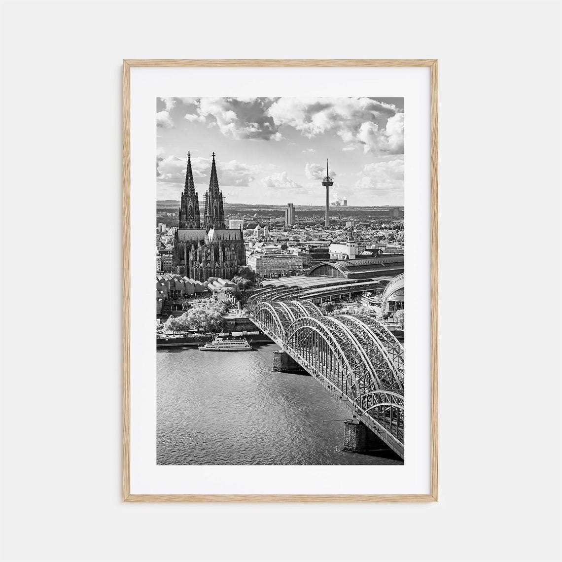 Cologne Cathedral Hohenzollern Bridge Black And White Poster