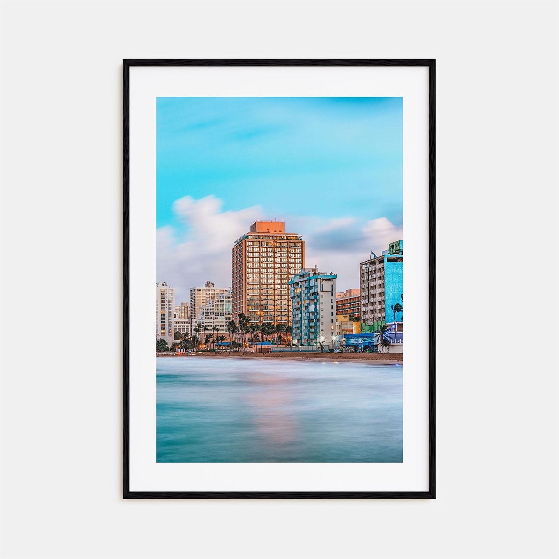 San Juan Puerto Rico Beachfront Skyline Palm Shore City Poster