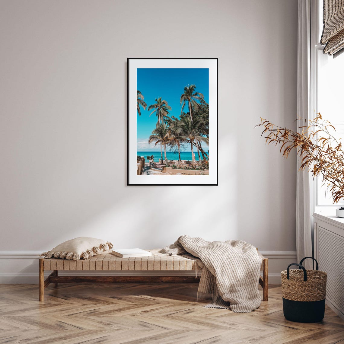 Nayarit Mexico Palm Tree Path Tropical Beach Turquoise Sea Poster - Image 2