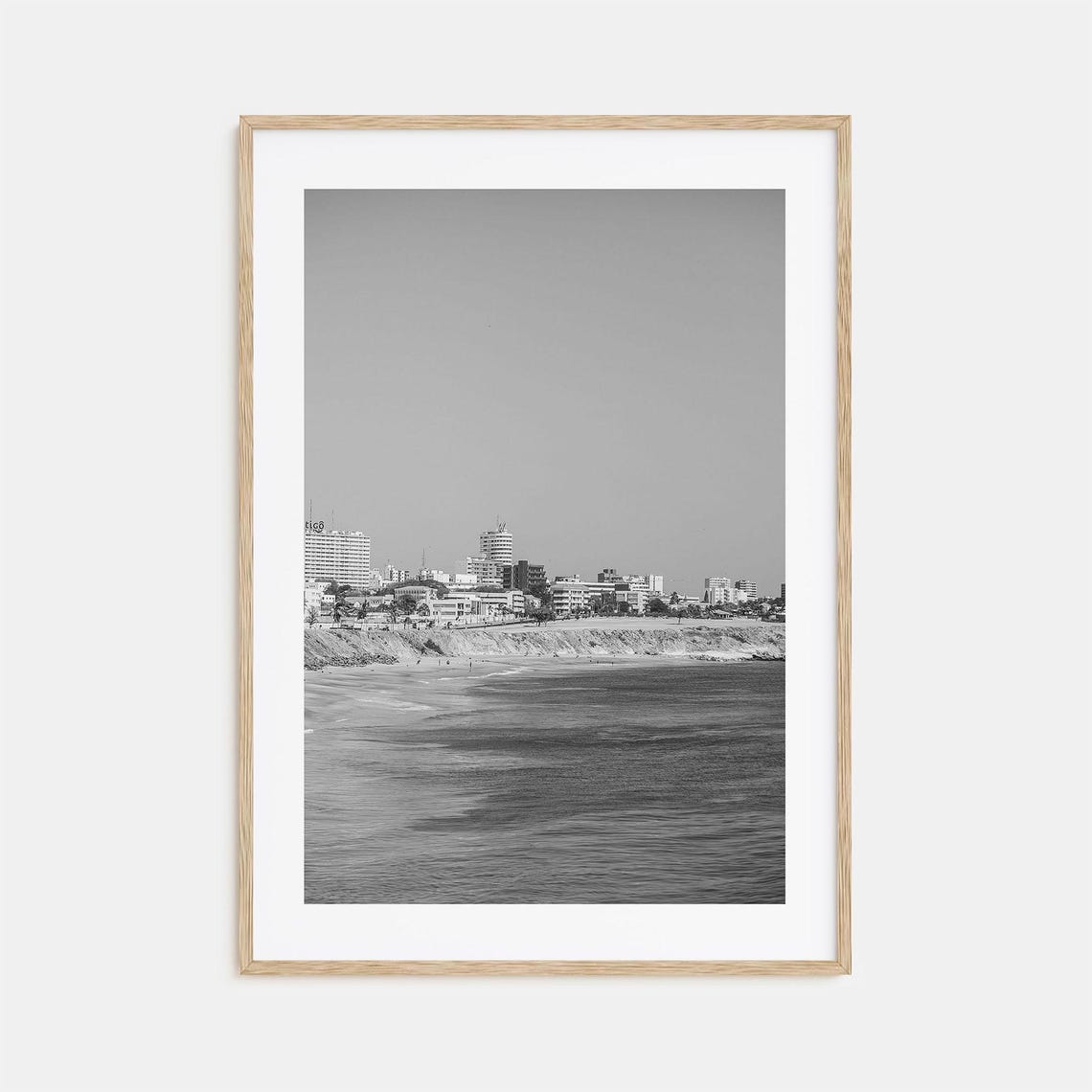 Dakar Senegal Coastal City Skyline Black And White Beach Poster