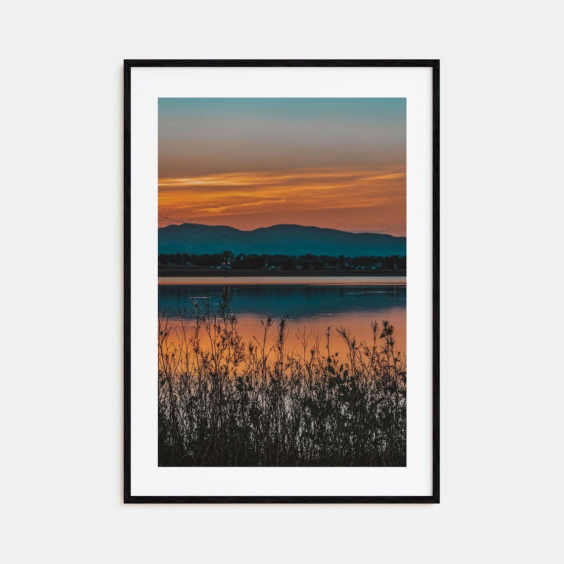 Fort Collins Colorado Lake Sunset Mountain Silhouette Photo Poster