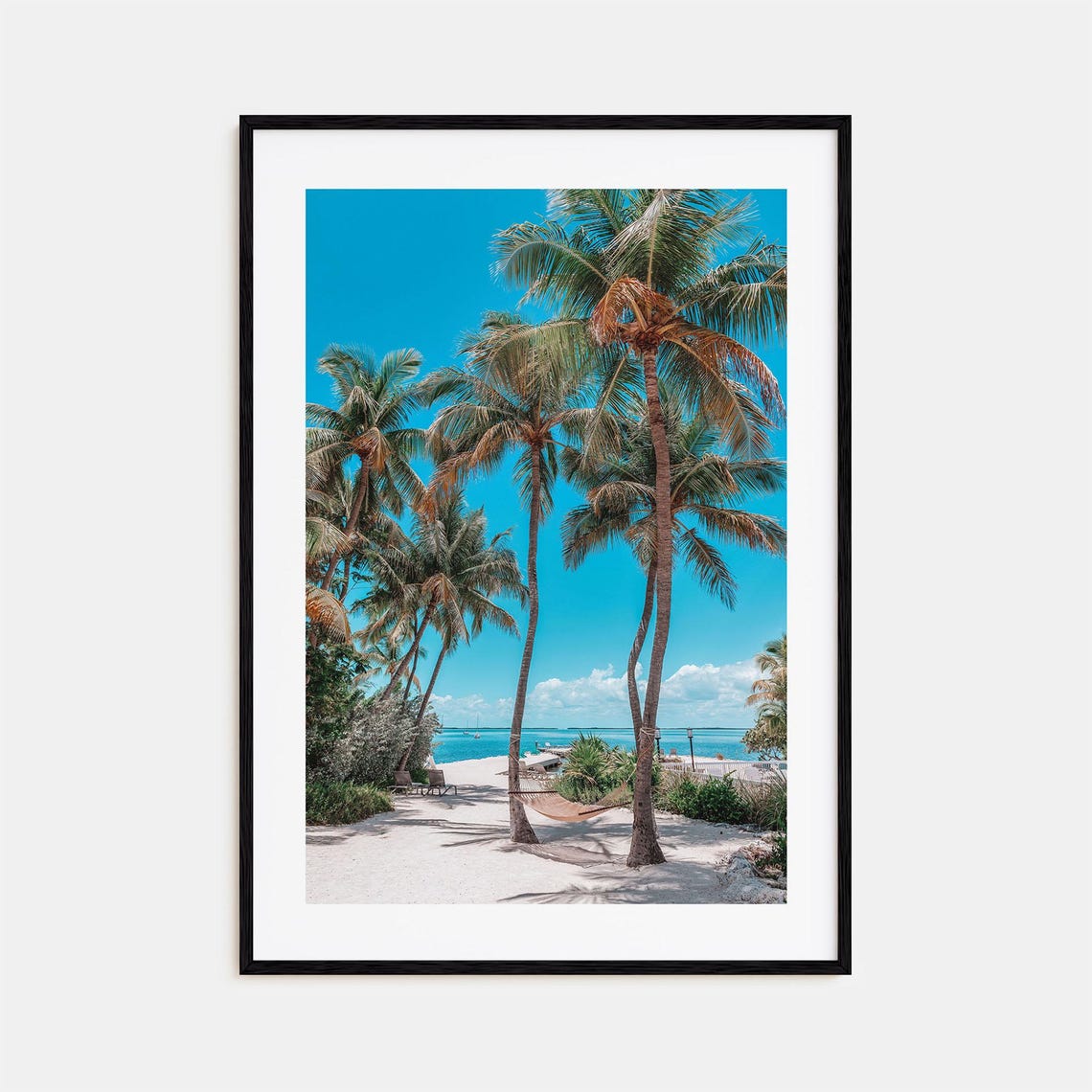Key Largo Palm Trees Hammock on White Sand Beach Tropical Poster