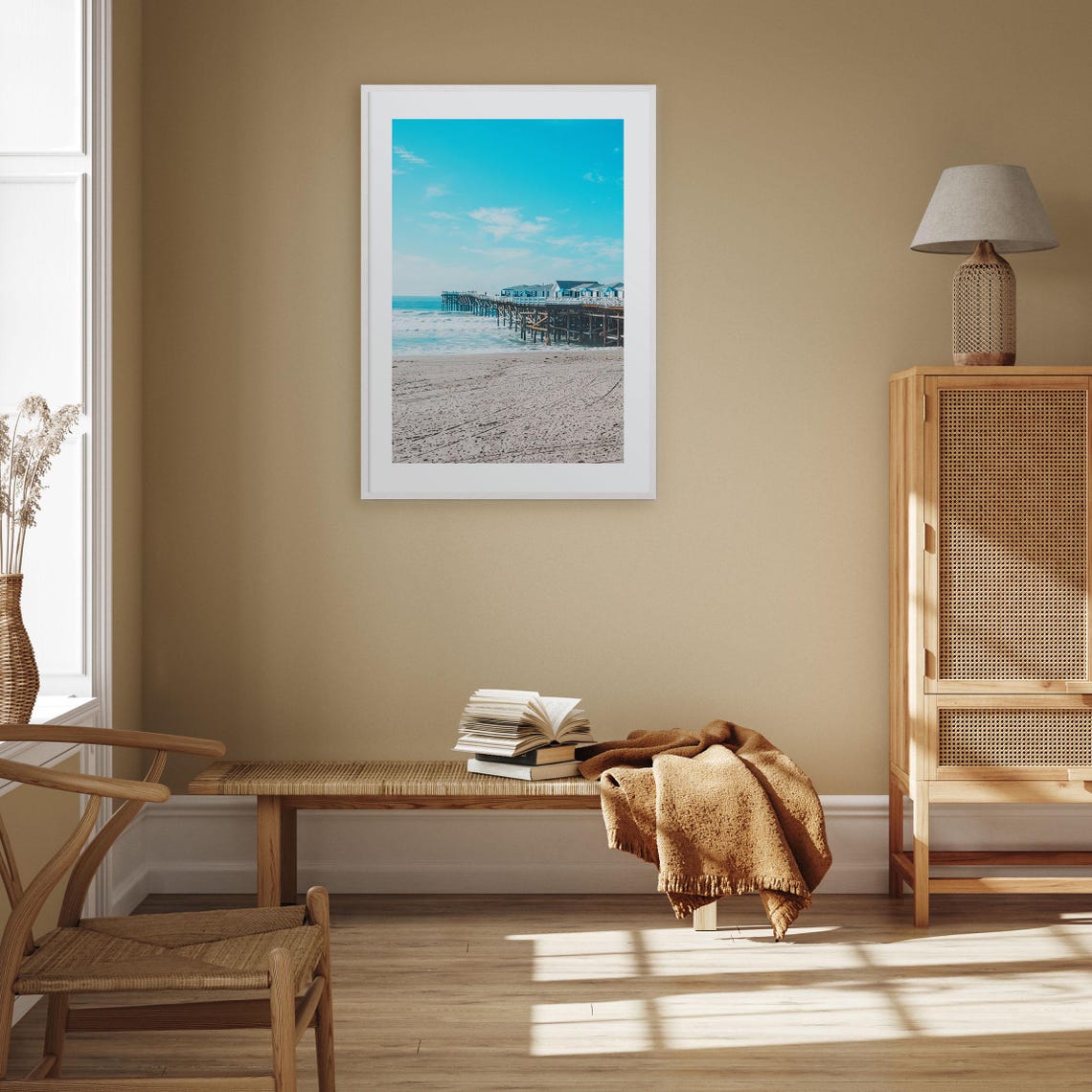 Pacific Beach Pier Over Turquoise Waves and Sandy Shore Poster - Image 2