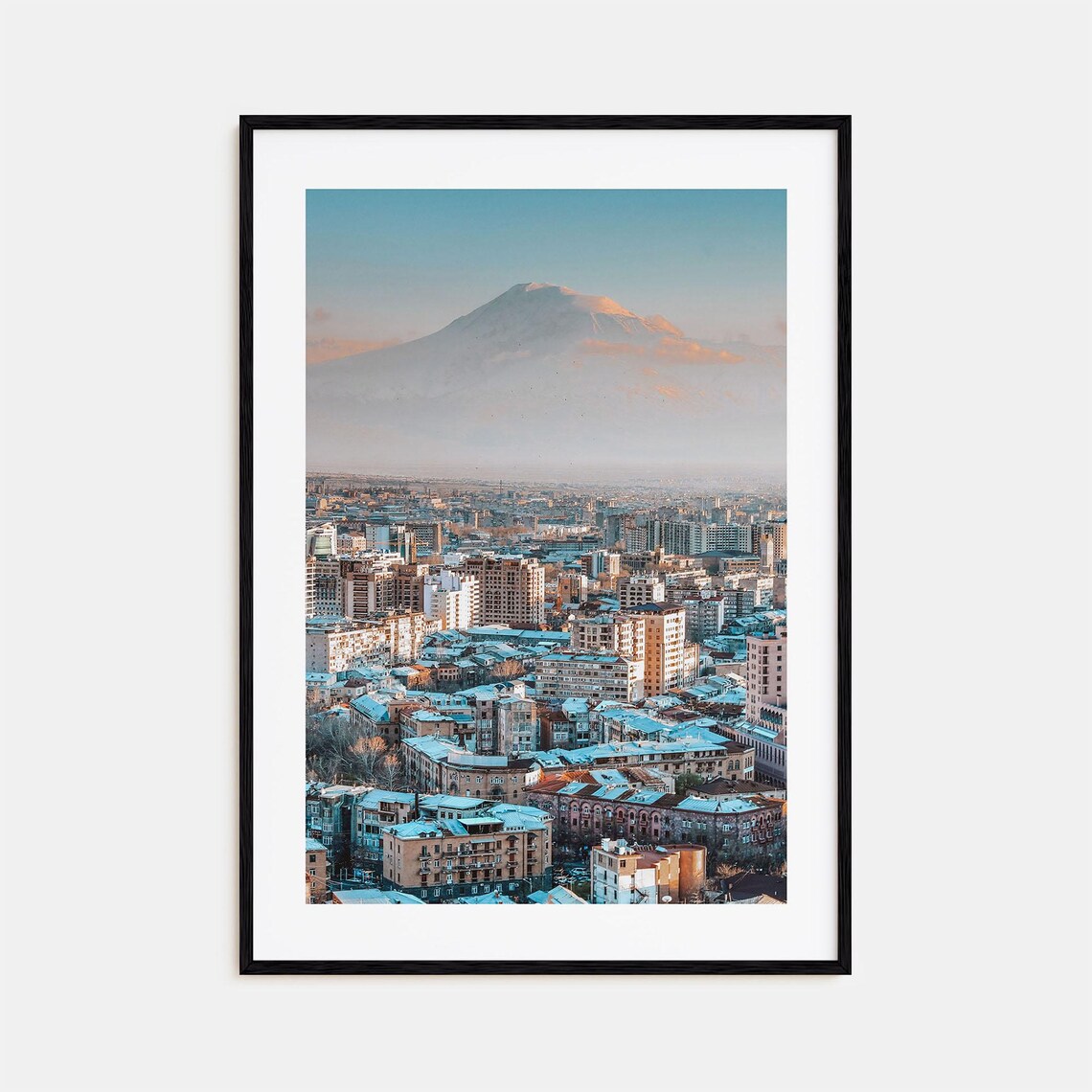 Yerevan Armenia City Photo Mount Ararat Sunrise Winter Rooftops Poster