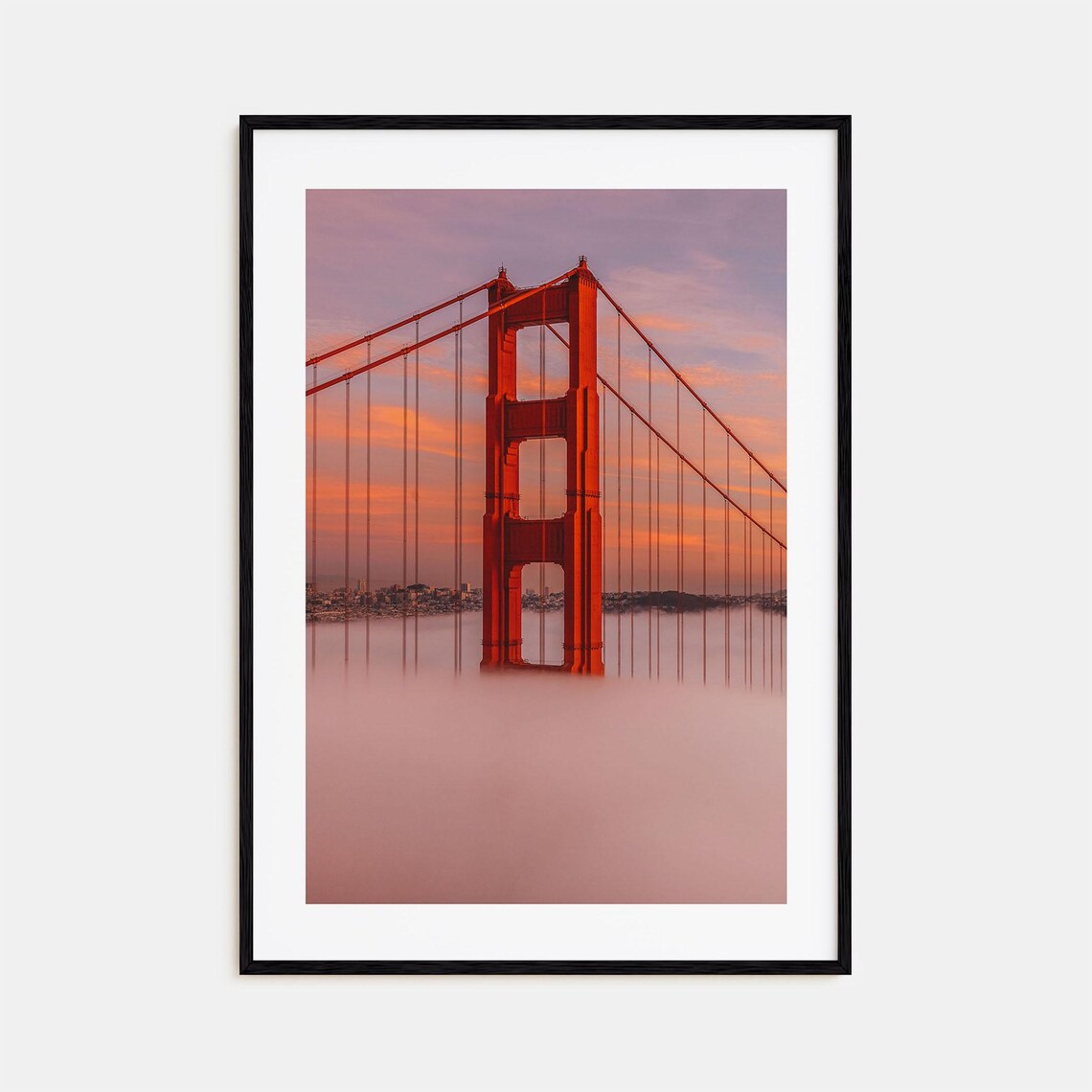 Golden Gate Bridge Above Fog at Sunset San Francisco Photo Poster