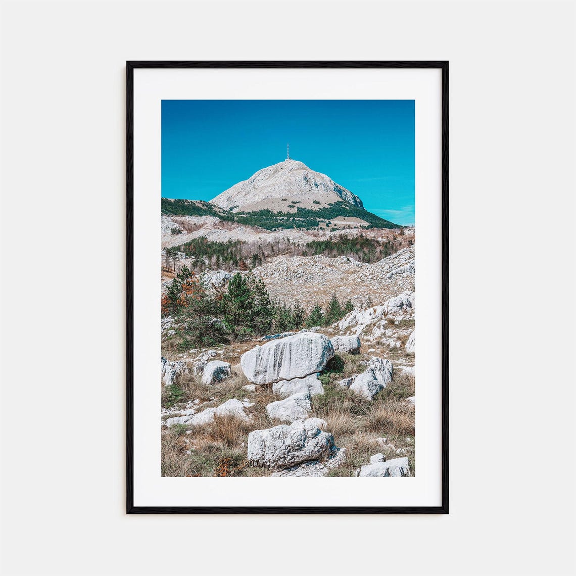 Limestone Mountain Summit Tower Rising Above Alpine Rocks Poster