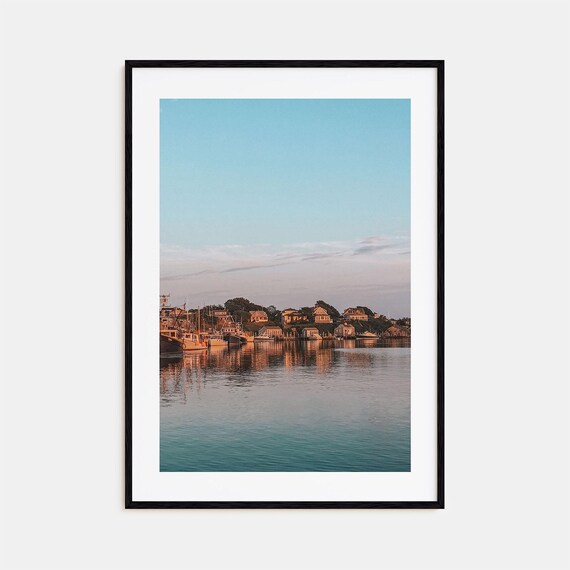 Marthas Vineyard Harbor at Golden Hour Fishing Boats Waterfront Poster