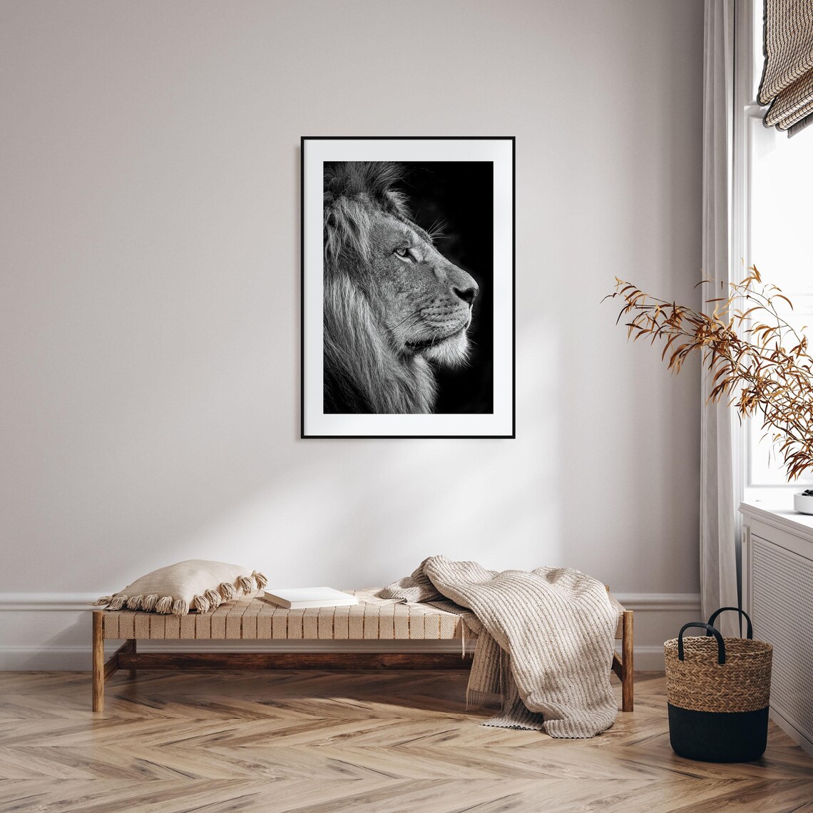 Male Lion Profile Close Up Majestic Mane Wildlife Photo Poster - Image 2