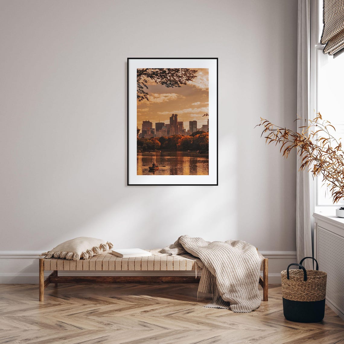 Central Park Lake Rowboats at Sunset Manhattan Skyline Poster - Image 2