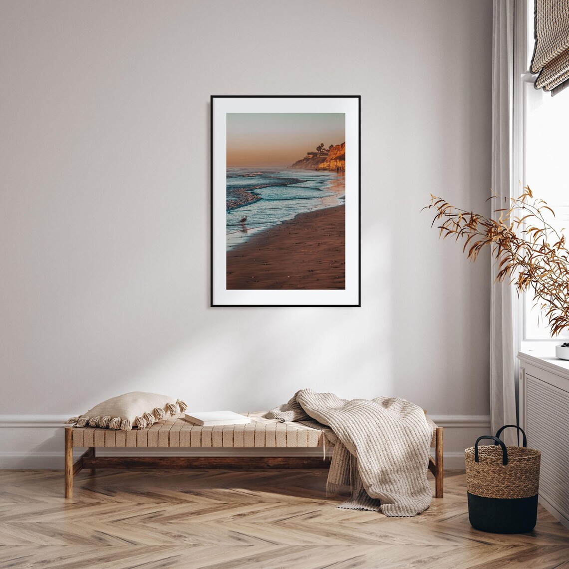 Carlsbad California Beach Sunset Seagull Waves Coastal Photo Poster - Image 2