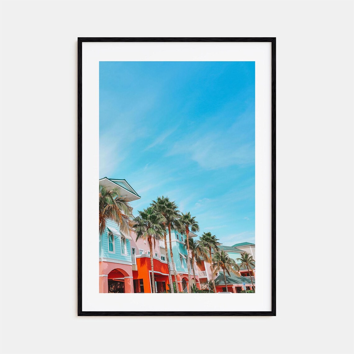 Fort Myers Florida Pastel Buildings Palm Trees Street Photo Poster