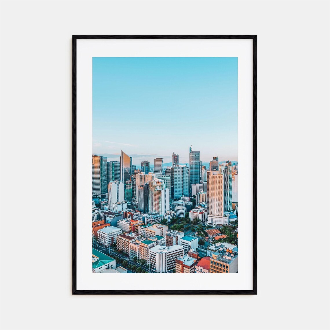 Manila Skyline Golden Hour Modern Towers Cityscape Photography Poster
