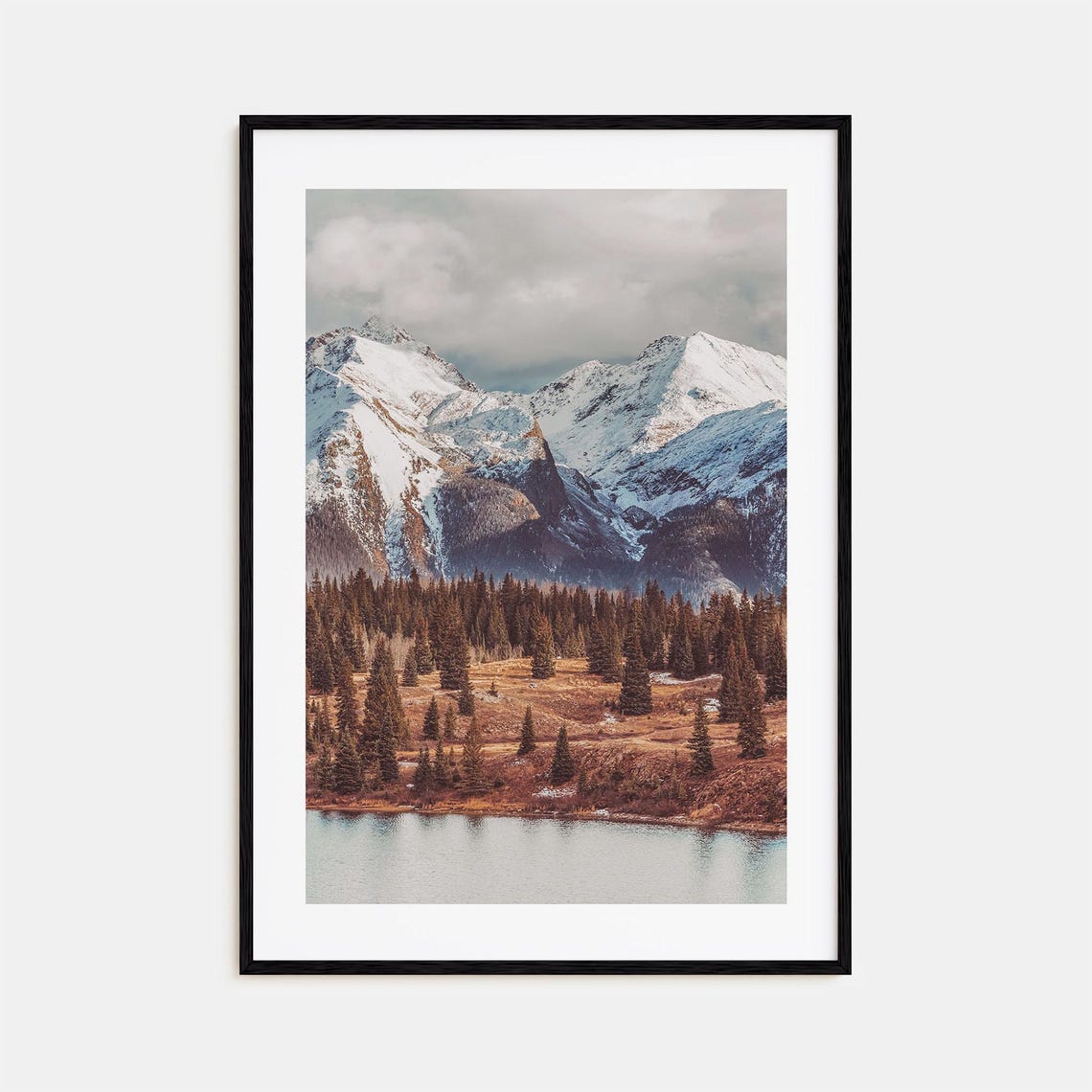Colorado Snowy Mountain Peaks Alpine Lake Scenic View Poster