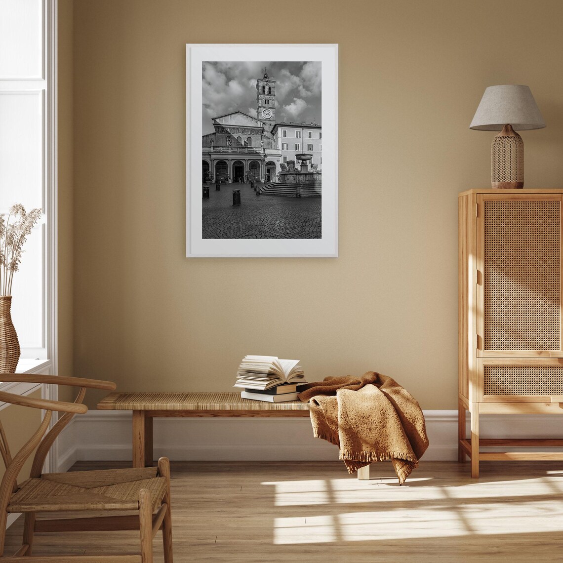 Trastevere Black and White Travel Poster Print - Image 3