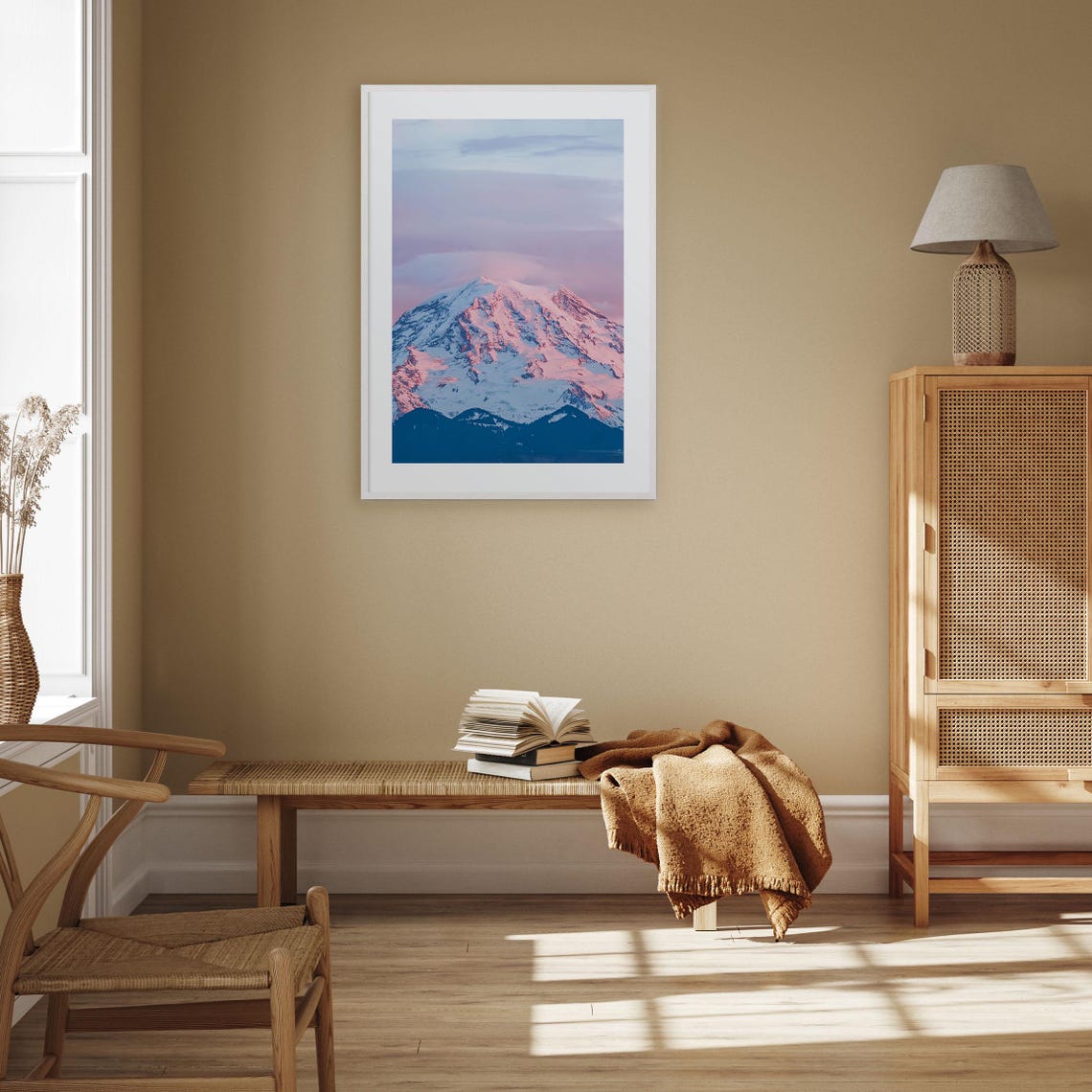Mount Rainier Alpenglow Pink Snow Peak Washington Scenic Photo Poster - Image 2