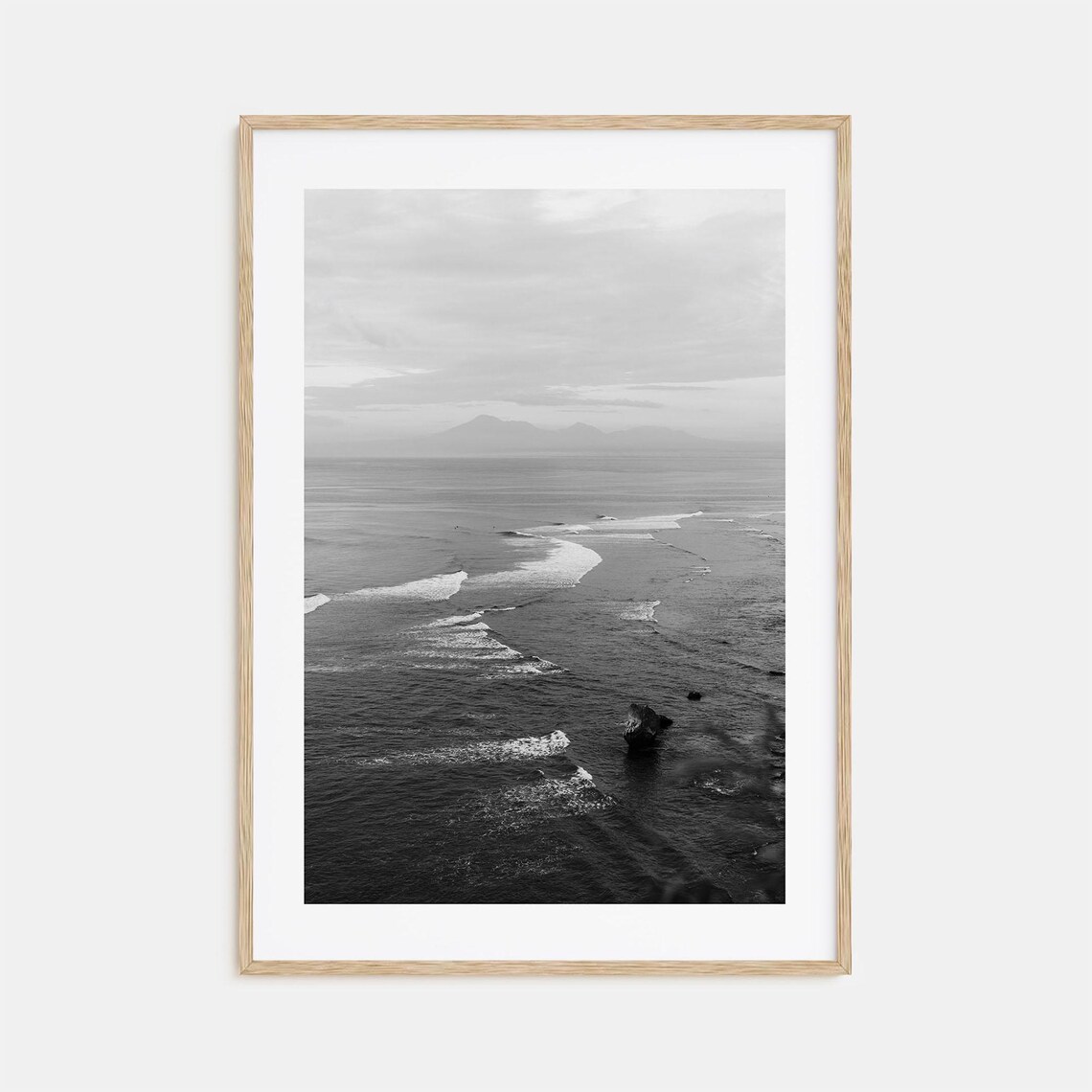 Bali Indonesia Cliff Ocean Vista Black and White Photo Poster
