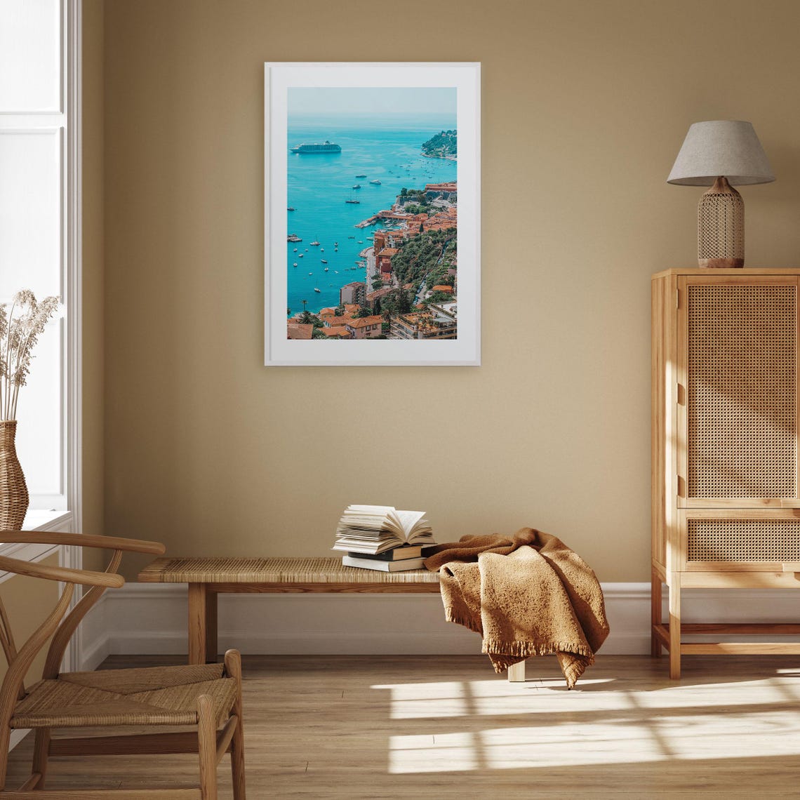 French Riviera Turquoise Bay Cruise Ship Coastal Town Travel Poster - Image 3