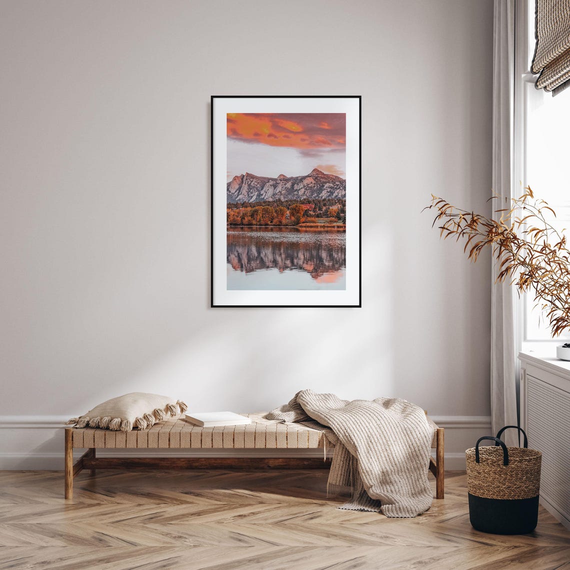 Estes Park Colorado Lake Sunset Rocky Mountain Reflection Photo Poster - Image 2